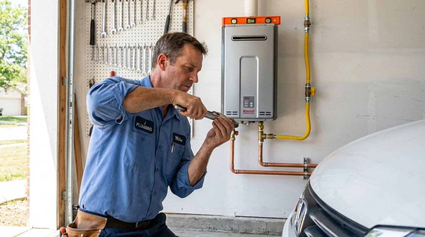 Tankless water heater installation by a Johns Plumbing LLC plumber in Peru